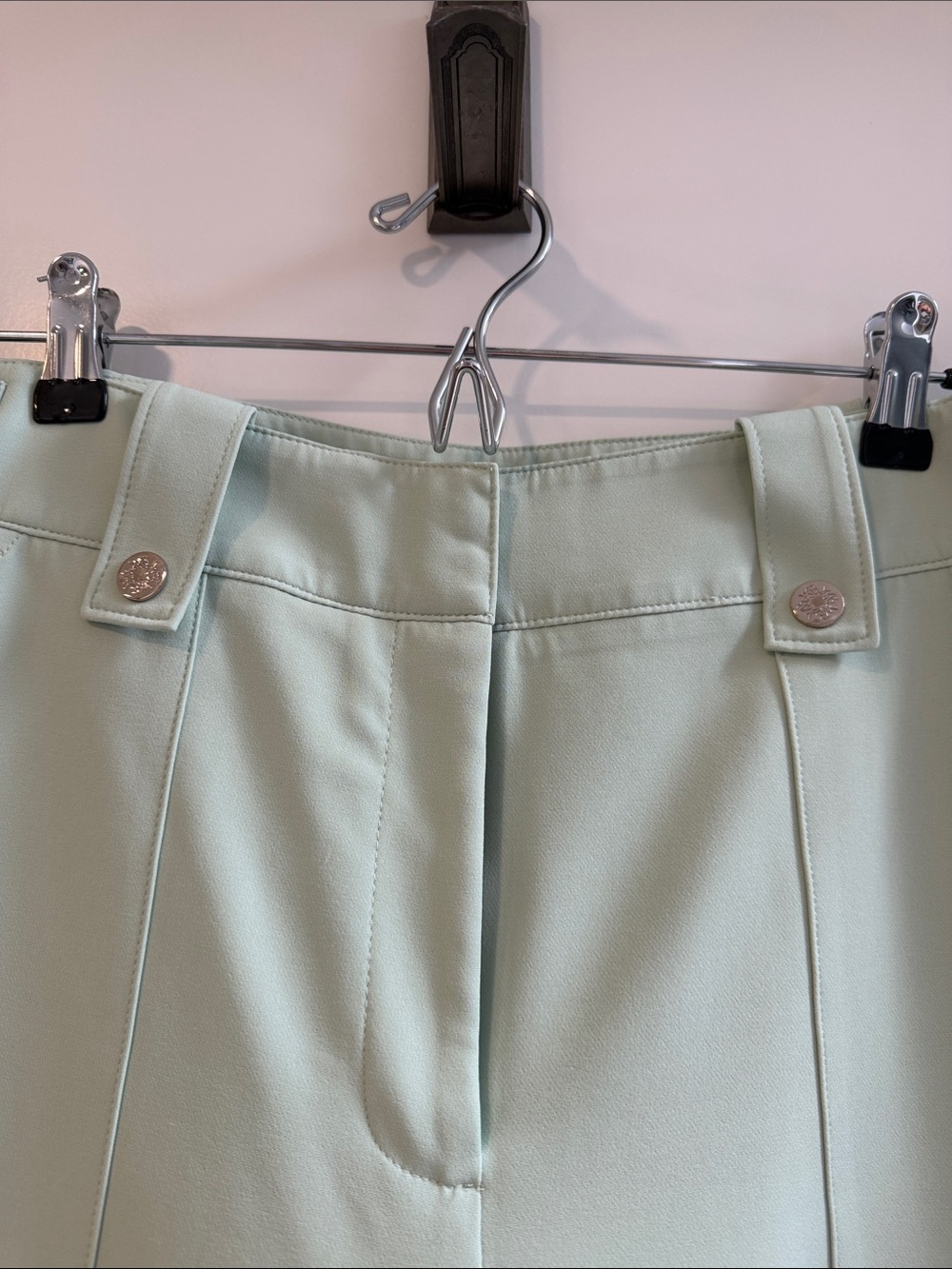 WHBM Wide-Leg Cargo Dress Pants in Soft Mint - Picture 2 of 7